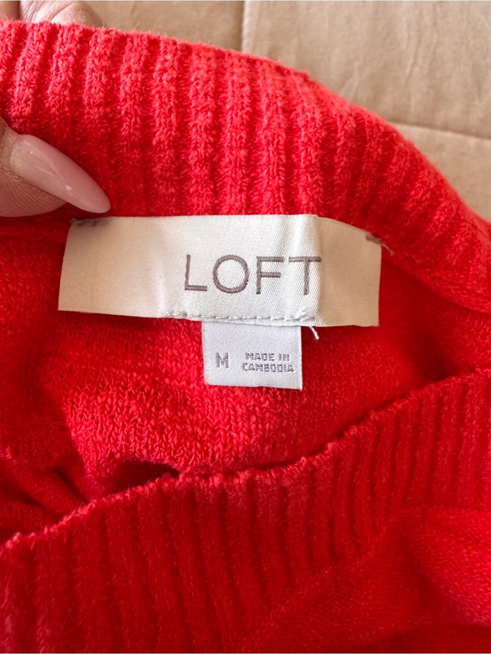 LOFT Red Ribbed Knit Sweater - Picture 3 of 3